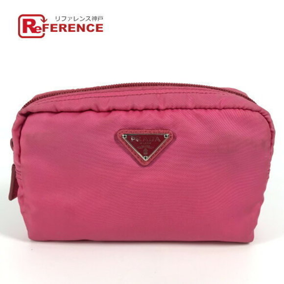 Prada Triangle Makeup Pouch Nylon Pink - Picture 1 of 9